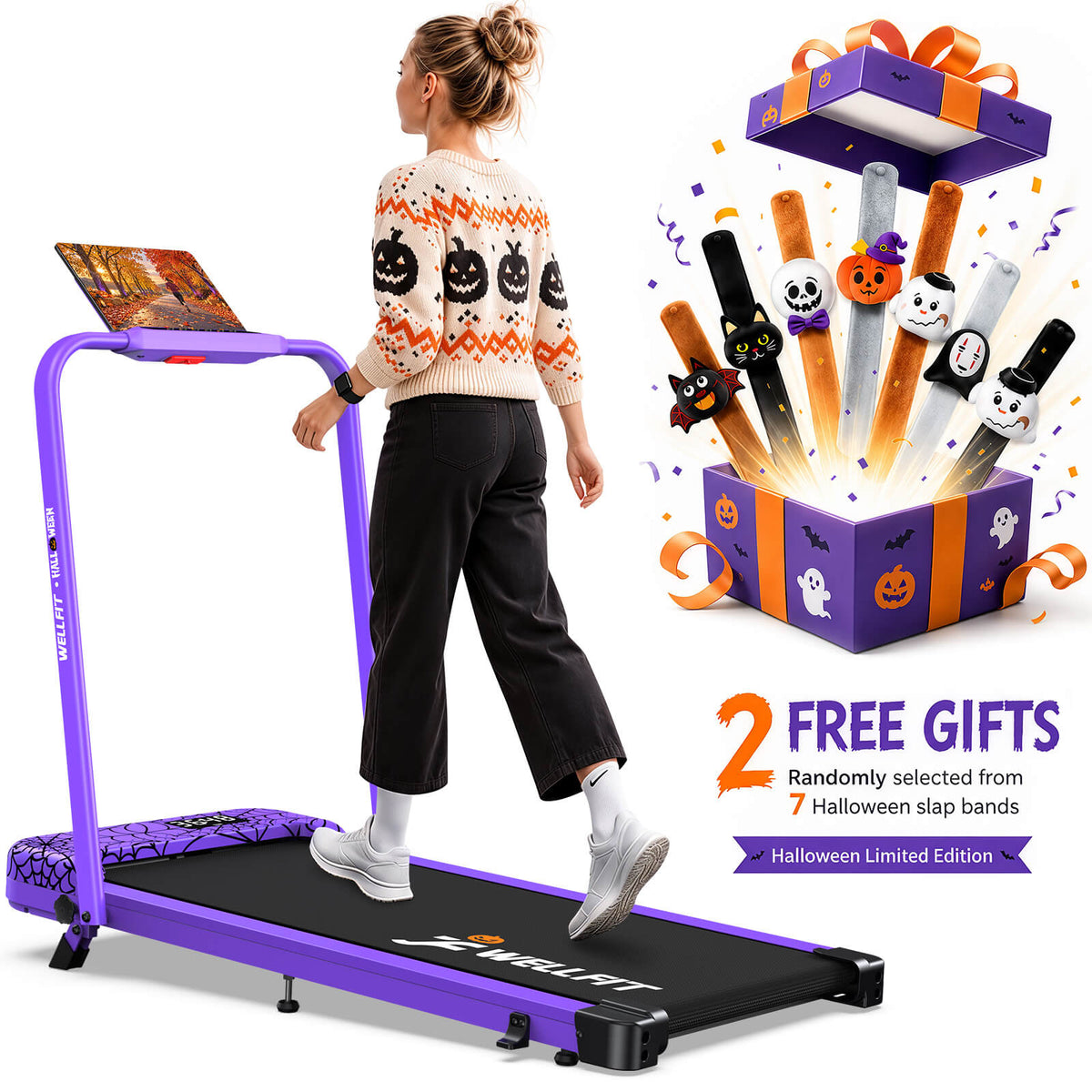 TM037 Halloween Edition-10% Incline Folding Walking Pad Treadmill