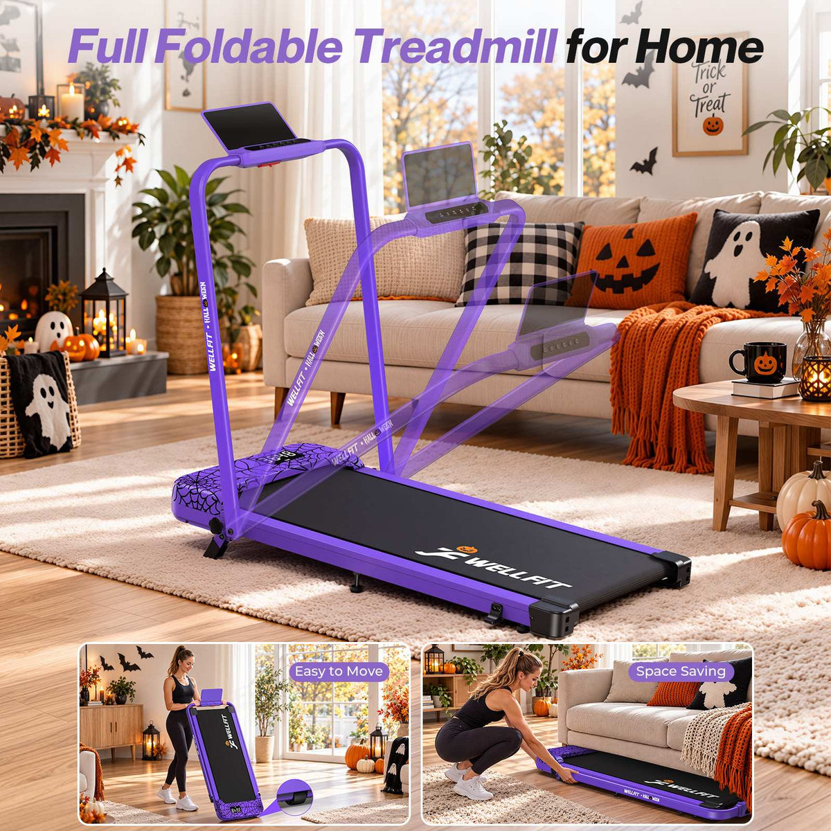 TM037 Halloween Edition-10% Incline Folding Walking Pad Treadmill