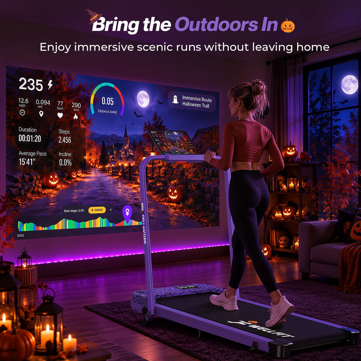 TM037 Halloween Edition-10% Incline Folding Walking Pad Treadmill