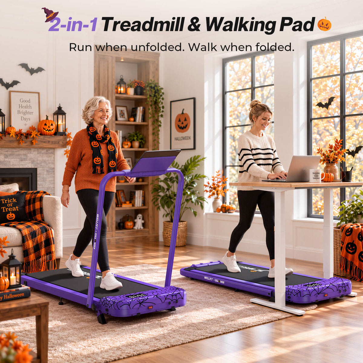 TM037 Halloween Edition-10% Incline Folding Walking Pad Treadmill