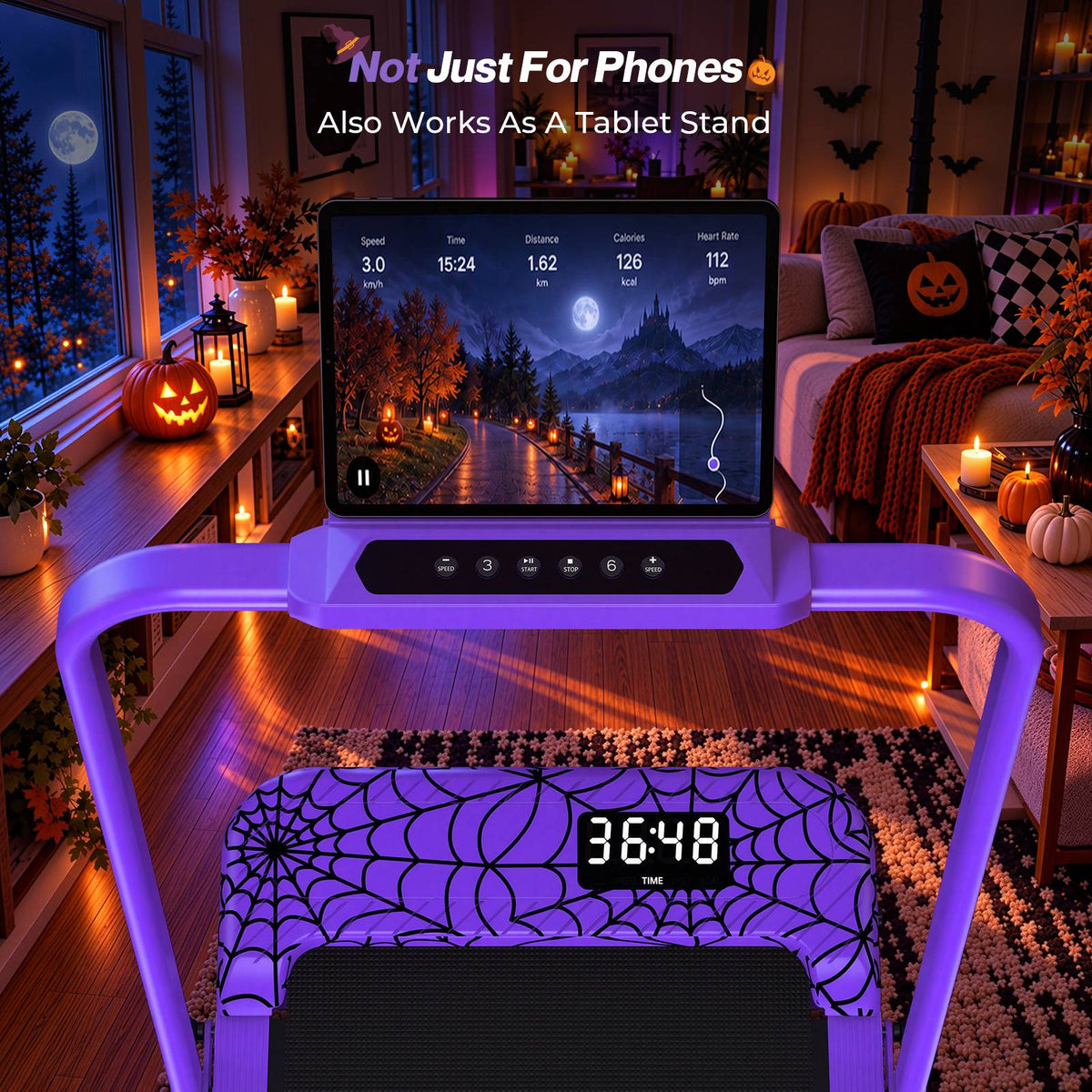 TM037 Halloween Edition-10% Incline Folding Walking Pad Treadmill
