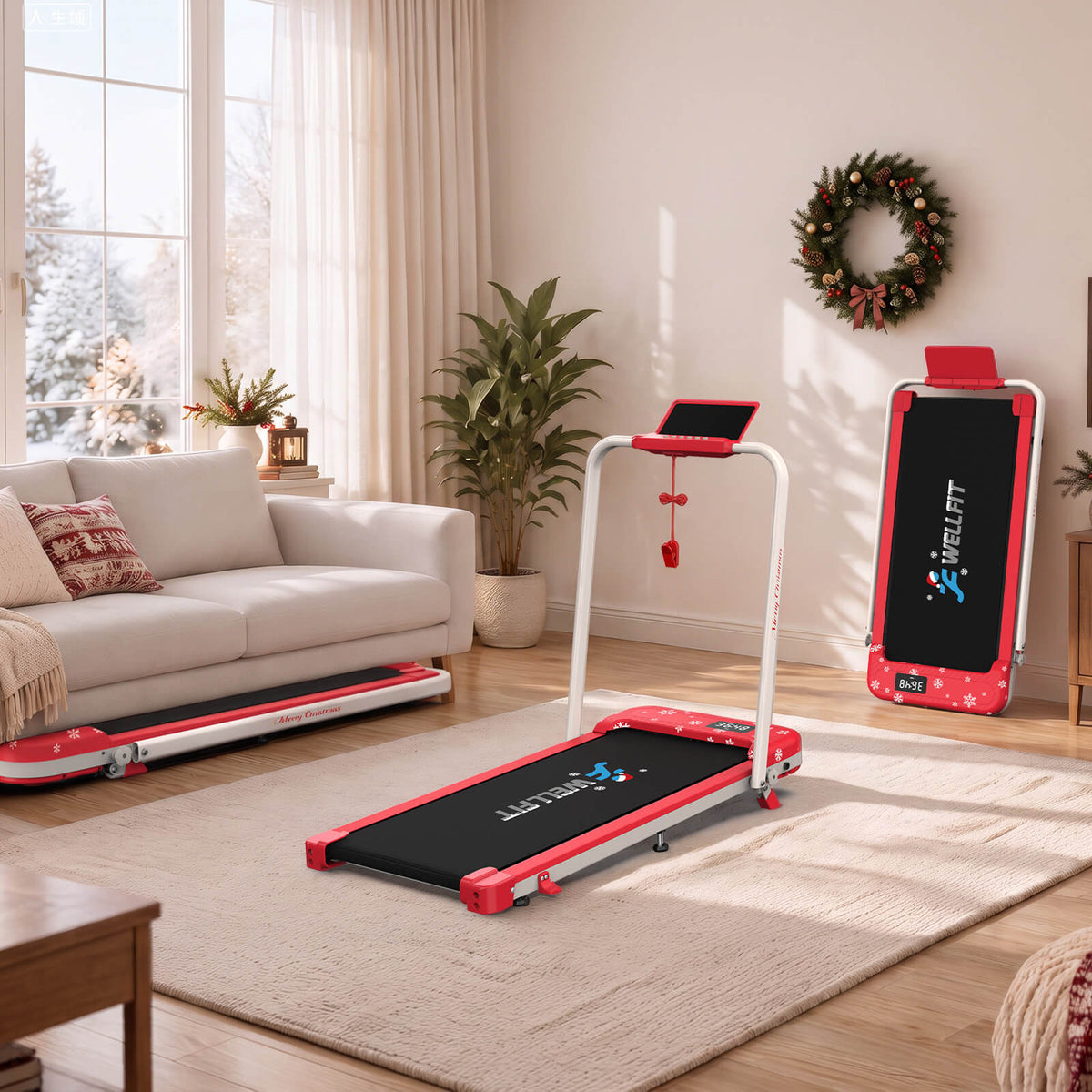TM037 Christmas Edition-10% Incline Folding Treadmill