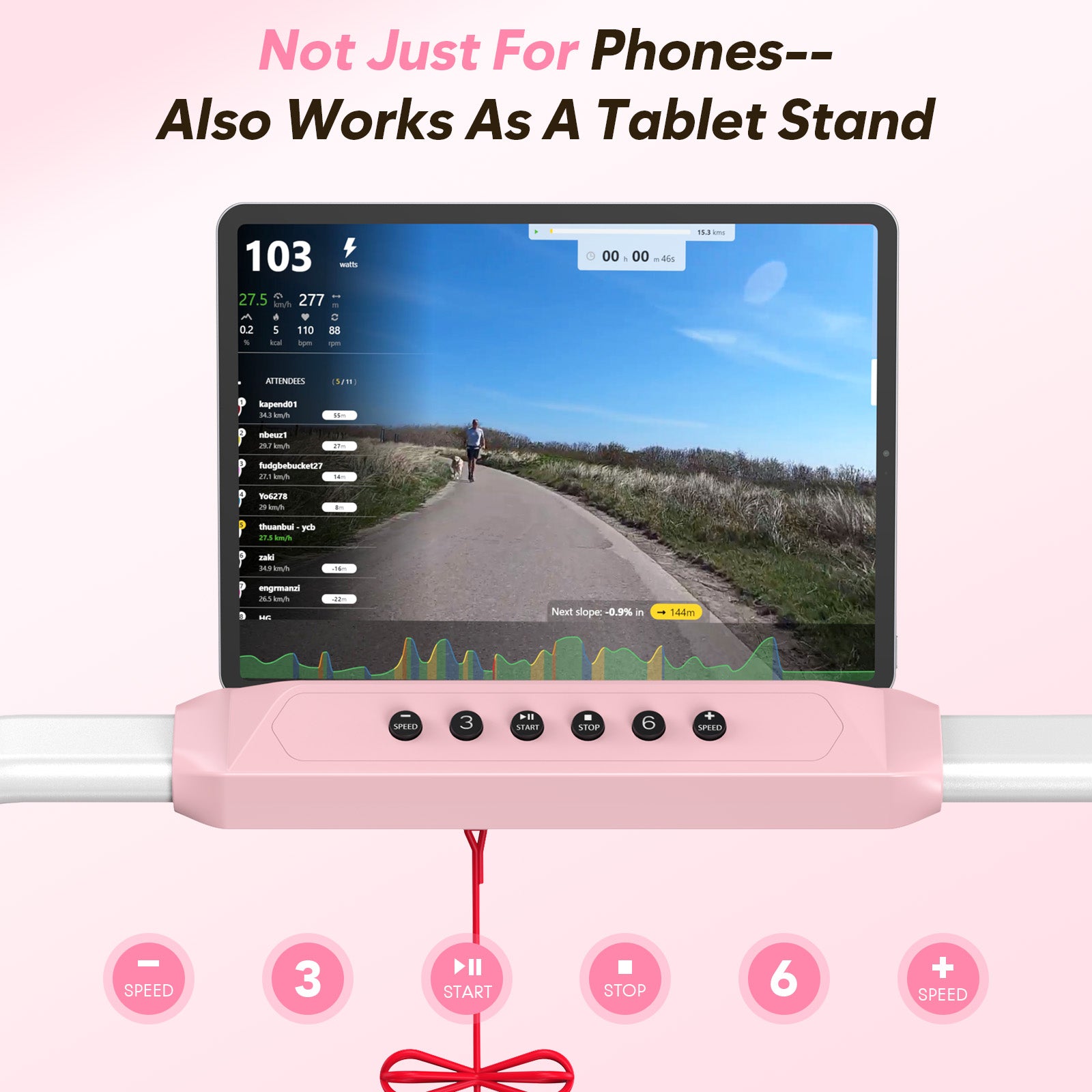 TM037 Pink Walking Pad Folding Treadmill With Incline
