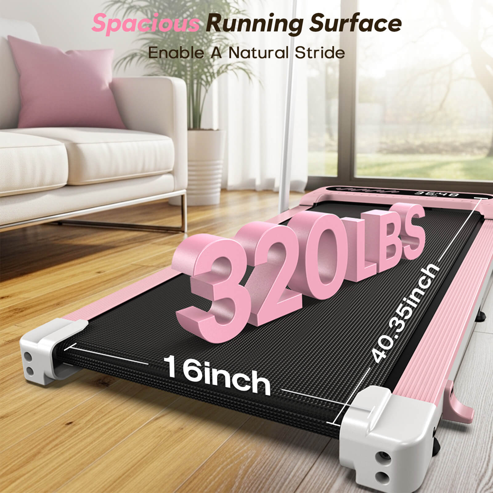 TM037 Pink Walking Pad Folding Treadmill With Incline