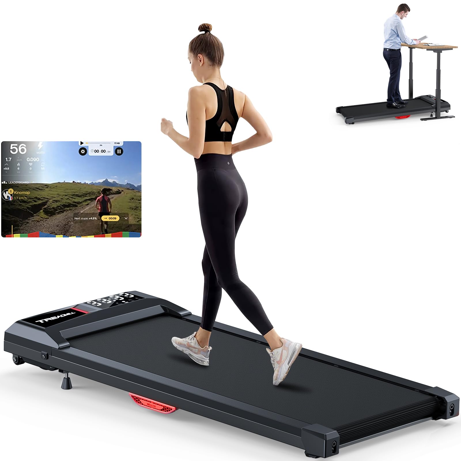 WELLFIT Walking Pad Treadmill With Incline Voice Controlled WELLFIT