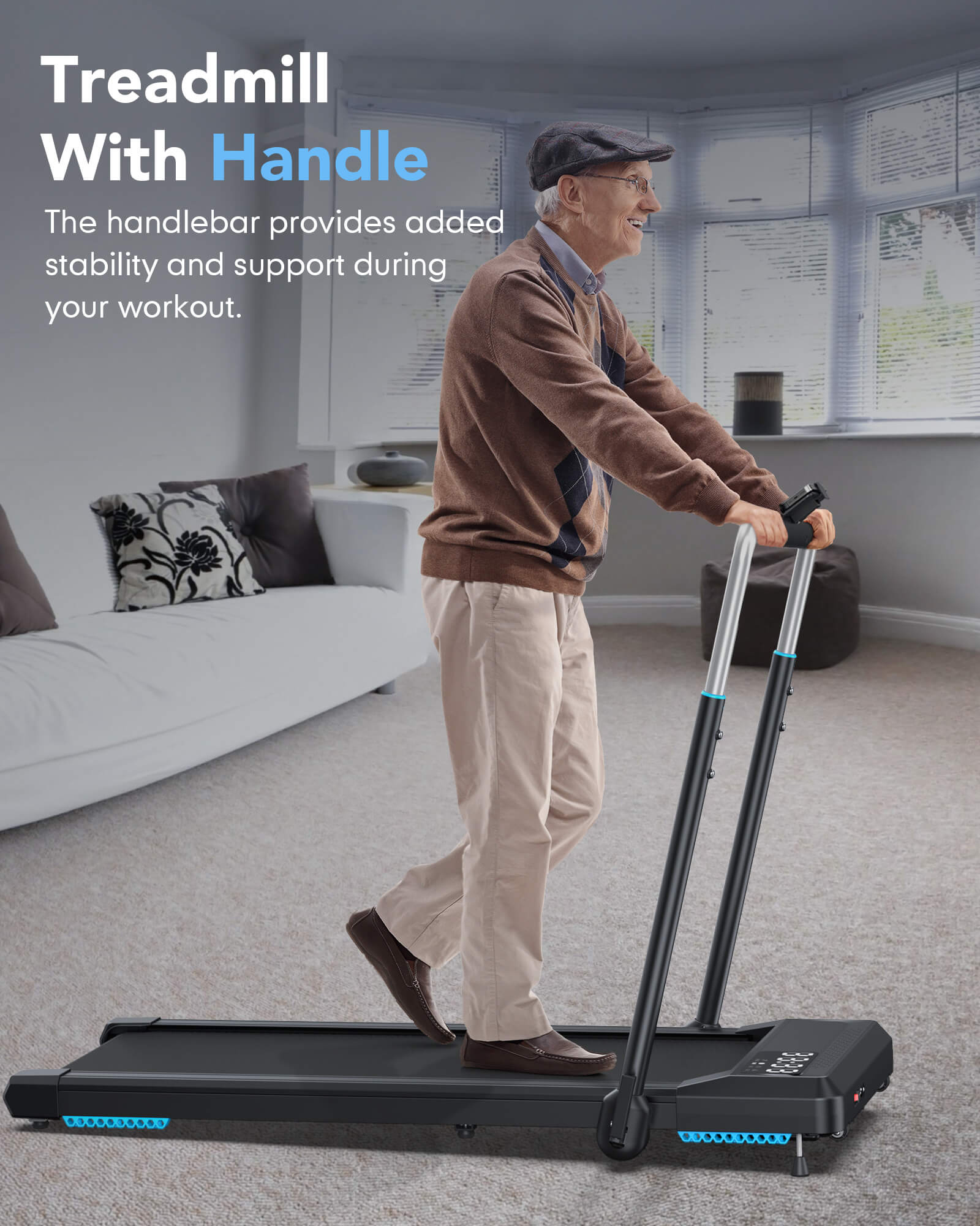WELLFIT TM002 Walking Pad Treadmills With Handle