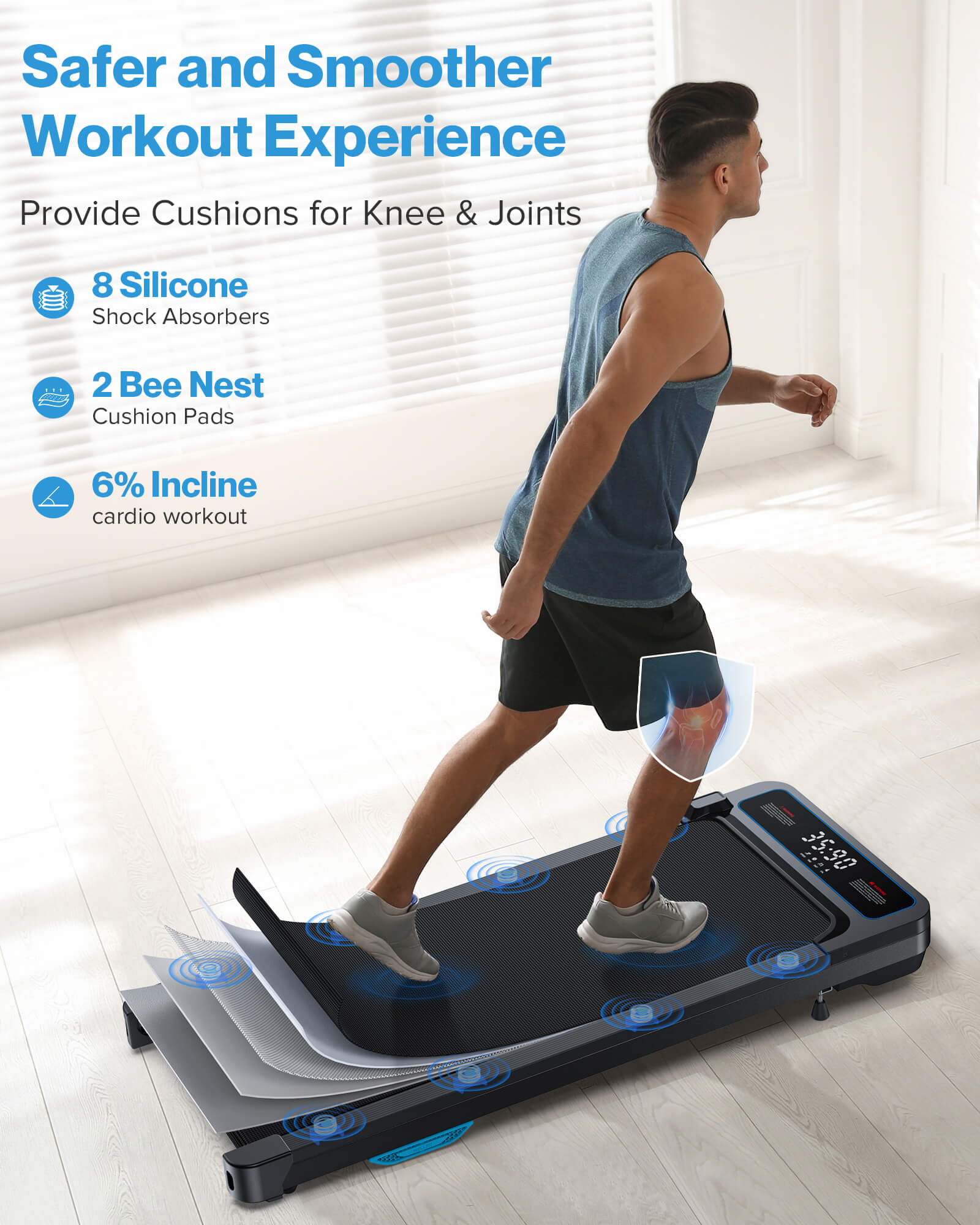 WELLFIT WP011 Smart Walking Pad Treadmill With Incline