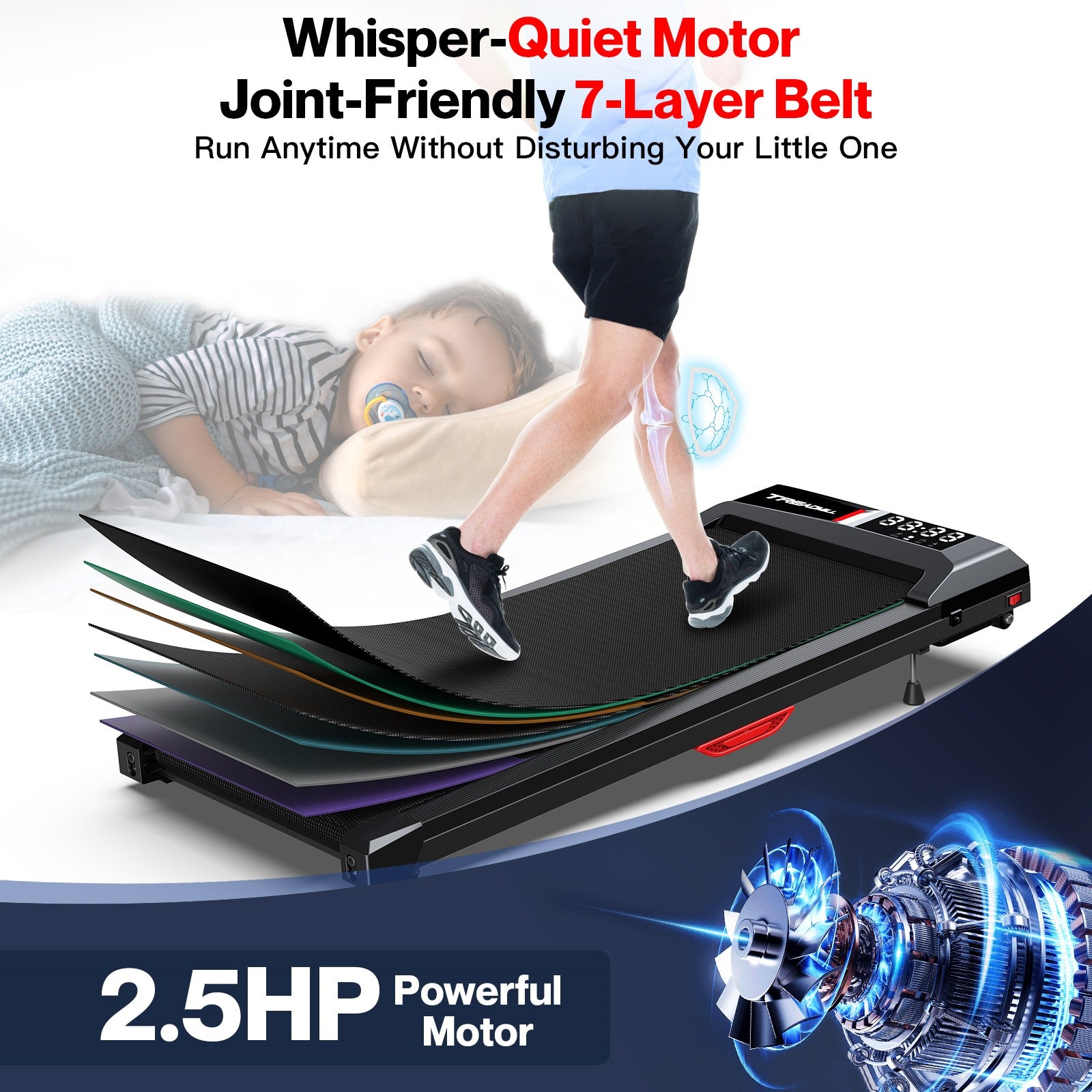 Upgraded WELLFIT WP009 Walking Pad Treadmill With 10% Incline