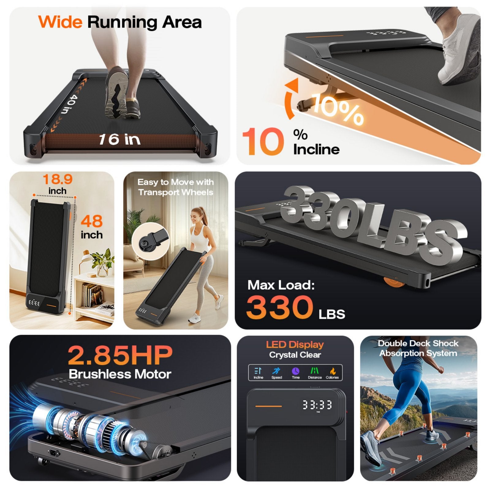 [New Arrival] WP017 10% Auto Incline Under Desk Walking Pad