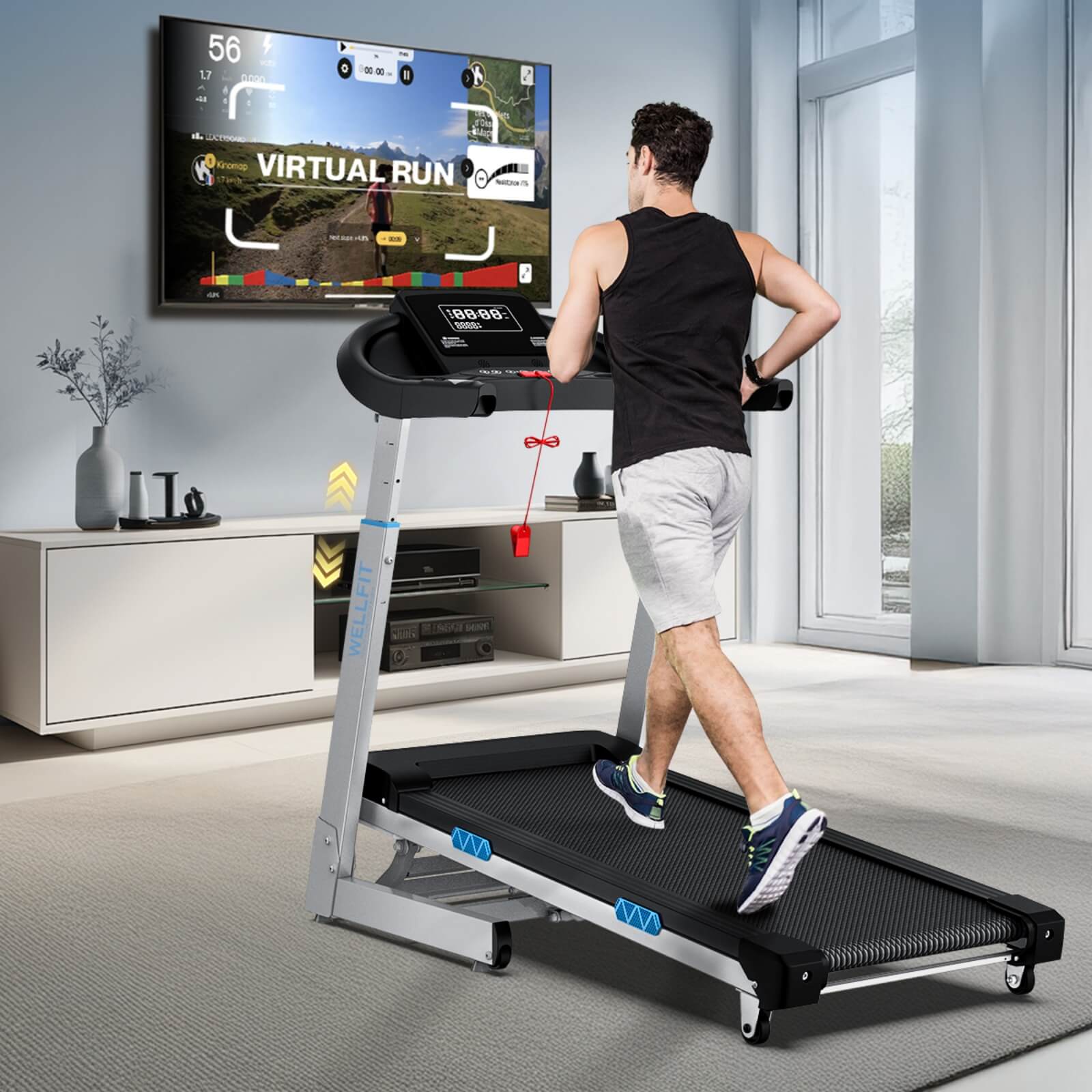 (New) 2025 Upgraded-TM007 Height-Adjustable And Foldable Treadmill With 15% Auto Incline 350Lbs Capacity