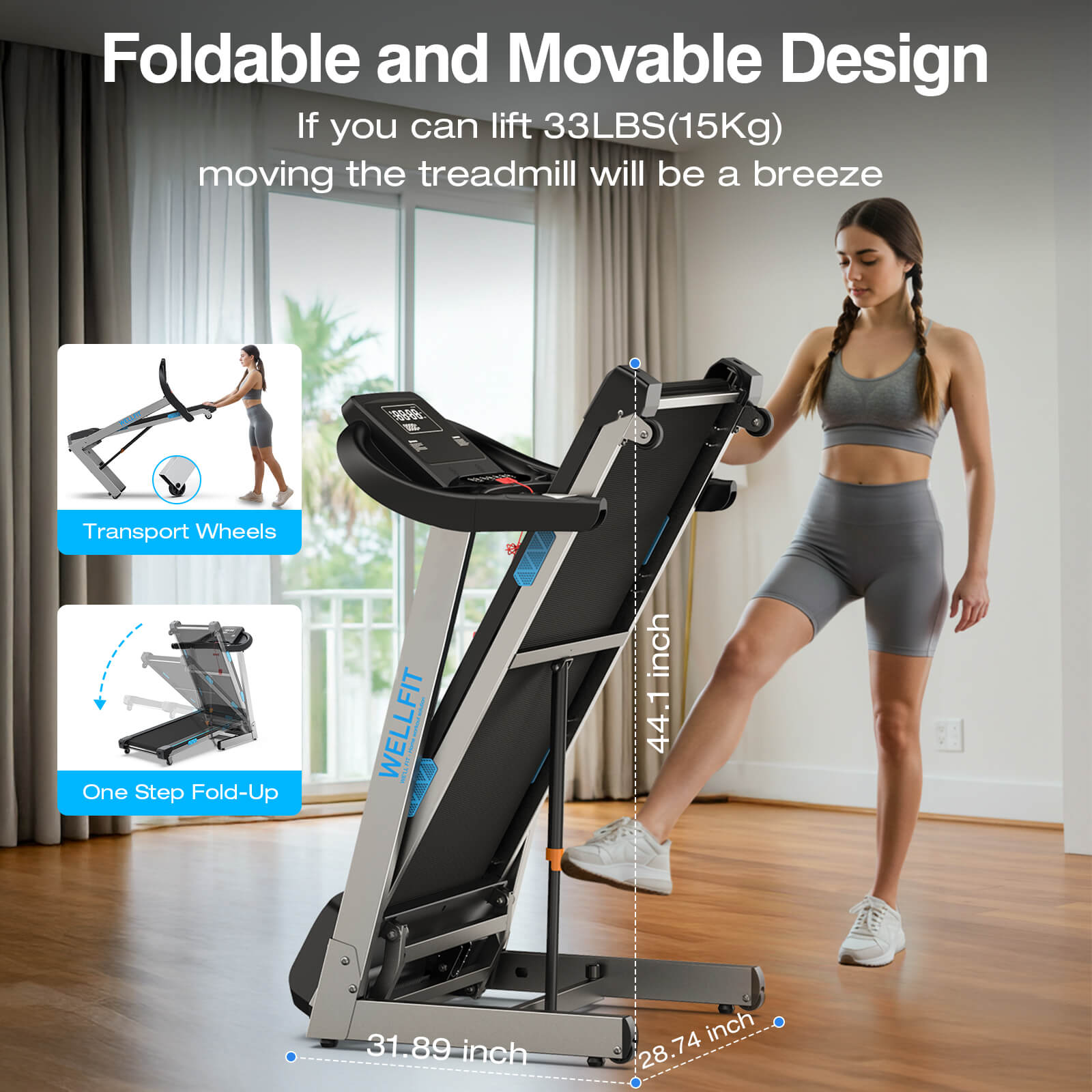 [2026]TM007 Foldable Auto 15% Incline Treadmill 400 LBS Capacity
